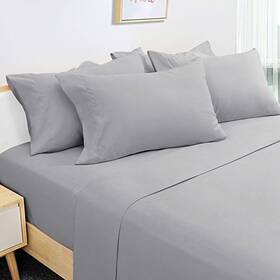 Zr074g Homeideas 6 Pieces Lightweight Easy Care Microfiber Bed Sheets Set Queen Lig