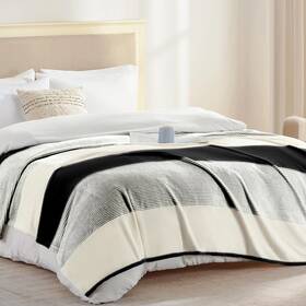 Hmmf06 Homelike Moment 90x90 Fleece Bed Blankets Queen Size Black Soft Fluffy Blank