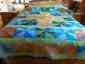 012-heaven Homemade Size-turquoise Brn Gr-92"x92" Earth Quilt King Pinwheel-sm