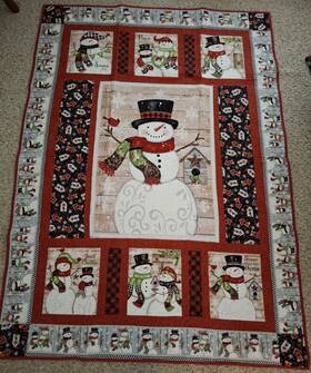 Sl4764 Homemade Snowmen Large Throw/ Lap Quilt