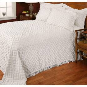 Homepacific 601818752688 Full Size Beige Chenille Cotton Bedspread With Fringe Edges