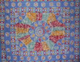 Hs1131-blue Homestead Batik Tapestry Cotton Bedspread 108 Inch X 88 Full-queen Blue