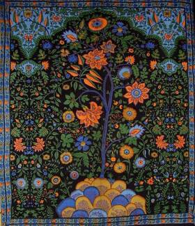 Hs1151-bla Homestead Tree Of Life Tapestry Cotton Bedspread 108 Inch X 88 Full-queen Black