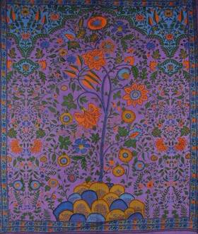 Hs1151-pur-lt Homestead Tree Of Life Tapestry Cotton Bedspread 108 Inch X 88 Full-queen Purple