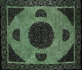 Hs1445-gre Homestead Celtic Tapestry Cotton Bedspread 104 Inch X 88 Full Green