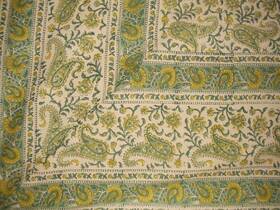 Hs1679-gre Homestead Rajasthan Block Print Paisley Tapestry Cotton Bedspread 108 Inch X 88 Full-queen
