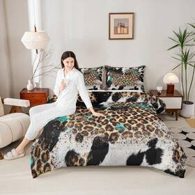 Wws12962gyy-bz Homewish Usk Leopard Print Kids Comforter Set King Size Boys Girls Adults Bedroom Decor Bl
