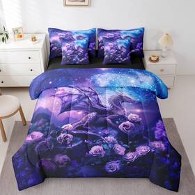 Zzrs8054ydd-tjqab Homewish Usq Queen Size 7 Piece Bedding Sets Rose Dragon Comforter Set Starry Sky