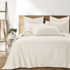 80364954 Homthreads Jacquard Quilt Set Damask Scroll Lightweight Pre-washed Cream Twin