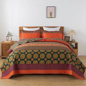 Honeilife 712109423207 King Size Microfiber Quilt Set - 3 Piece Lightweight Wildflower Bedding