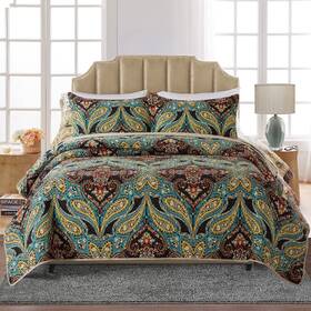 Honeilife 723497504614 Quilt Set Queen Size - 3 Piece Cotton Bedspreads Paisley Coverlet L