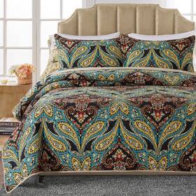 Honeilife 723497504621 Quilt Set Twin Size - 3 Piece Cotton Bedspreads Paisley Coverlet Lightweight
