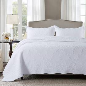 Honeilife 768645806103 Quilt Set King Size - 3 Piece Embroidered Microfiber Bedspread Reve