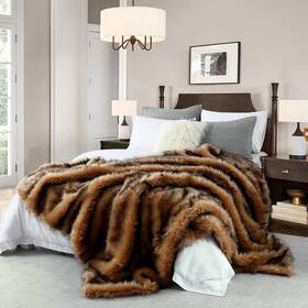 Horimote Home 759356360404 Luxury Plush Faux Fur Blanket King Size Long Pile Brown 104ftft X 90ftft