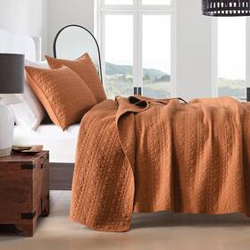 Horimote Home 759973412838 Quilt Set King Size Burnt Orange Classic Geometric Spots Stitc