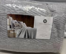 100040301qn Hotel Collection Lateral Coverlet Quilted Full Queen Gray 100% Cotton Shell 300