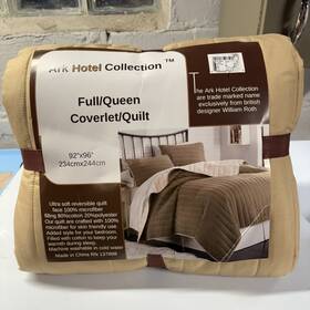137898 Hotel Collection Ark Full/queen Coverlet Quilt Tan New 92x 96 Inch