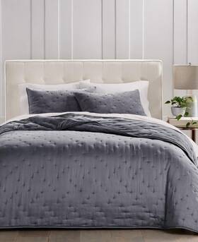 Hotel Collection 194145076416 Chenille Reversible King Coverlet Set Ink - 500