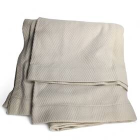 6547 Hotel Collection King Size Bed Coverlet Chevron Ivory/beige 100% Cotton