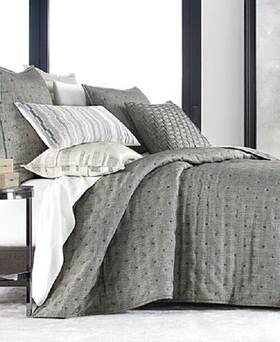 Hotel Collection 766390614738 Yarn Dye King Coverlet Set Charcoal Gray Reversible