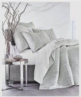 Hotel Collection 766390614912 Velvet Coverlet Set With Euro Shams Full/queen Silver/palladium