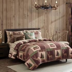 How Plumb 751571497767 Aubrie Home Accents Cozy Cabin 3-piece Full/queen Quilt Bedding Set With Pill