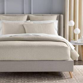 Hudson Park 194137914030 Collection Warm Beige Channel Stitch King Coverlet