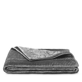 Hudson Park 766390347506 Collection Textured Velvet King Size Coverlet Color Carbon Nip
