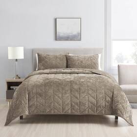 Humesiil 313057657609 Queen Quilt Bedding Set - Luxury Velvet Summer Full/queen- Khaki Distresse