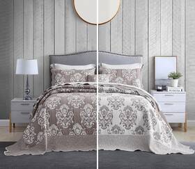 Hu-xi-36 Hz & Hy Oversized King Bedspread Jacquard Matelasse Damask Pattern Design Lightweight