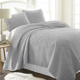 Ienjoy Home 842933121694 Linen Market 3 Piece Gray Quilt King Size Bed Set - A Lightweight Bedspread &