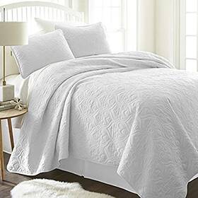 Ienjoy Home 842933134069 Quilt Coverlet Set All Season Microfiber King/california King Damask White