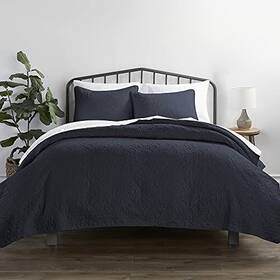 Ieh-qlt-5-3-1 Ienjoy Home 3 Piece Quilt Size Bed Set - A Lightweight Bedspread And Machine King Navy