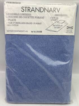 000.306.72 Ikea New Strandnarv Twin Size Quilt Cover Standard Pillowcase Blue