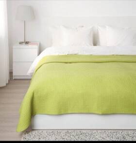 403.840.20 Ikea Vareld Lime Green Throw Blanket Or Bedspread 230x250 Cm 91x98 Inch Rare