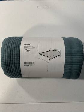 905.068.54 Ikea New Indira Bedspread Light Blue 91 X 98 Inch Queen Size Cotton