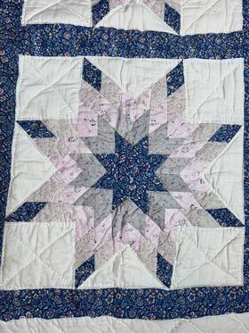 74606 Impressions Vtg Quilt 8 Pt Star Handmade Pastel Country 103 Inch X96 With Shams
