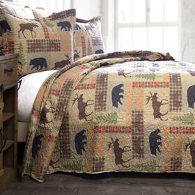 Inc. 445046553579 Rustic Cabin Country Bedding Set 2-piece Microfiber Quilt Lake