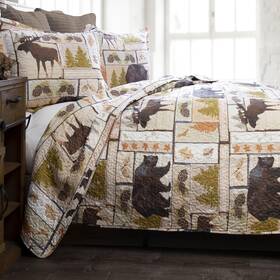 Jq351  Inc. Rustic Cabin Country Bedding Set 3-piece Microfiber Quilt Vintage Lodge