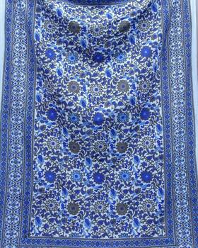 8541805638 India Arts Indian Bedspread Cotton Sunflower Print Blue-gray 70 Inch X 106