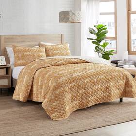 Indigo Ink 735732114816 King Quilt Set 3-piece Medallion Bedding With Matching Shams Lightweight