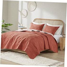 Ink Ivy 313086191105 Kandula Size Quilt Bedding Set - Dark King/cal King Coral