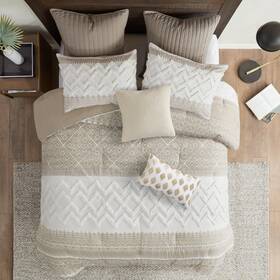 Ii12-1126 Ink Ivy Queen Duvet Cover Set Chic Chevron Chenille Tufting Accent Boho Duv