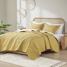 Ii13-614 Ink Ivy Kandula Size Quilt Bedding Set - Mustard Full/queen Yellow