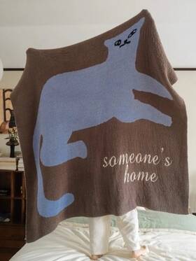 Inspecial Home 795490909987 Funky Cat Throw Blanket - Cute Whimsical Earthy Tone