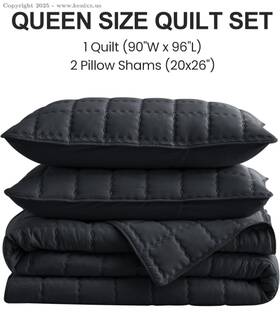 Inspire Homeware 059060234516 Hisnug Lightweight Bedspread Bed Coverlets For All Seasons 3 Pieces 1 Quilt An