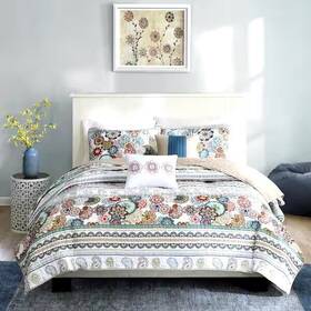 Id80-277 Intelligent Design Lacie 5 Piece Multicolored Coverlet Set Full Queen