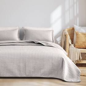 89736432 Isla Jade 3pc Full/queen Solid Basketweave Quilt Bedding Set Light Gray -