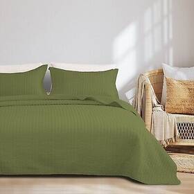 89736433 Isla Jade 2pc Twin Solid Basketweave Quilt Bedding Set Olive Green -