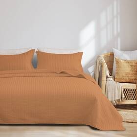 89736445 Isla Jade 2pc Twin Solid Basketweave Quilt Bedding Set Copper -